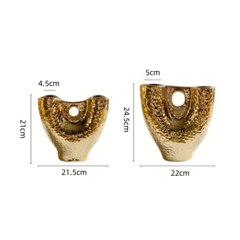 DecorBites™ Gold Vase with Hollow Branches - Ceramic Home Decor Accessory