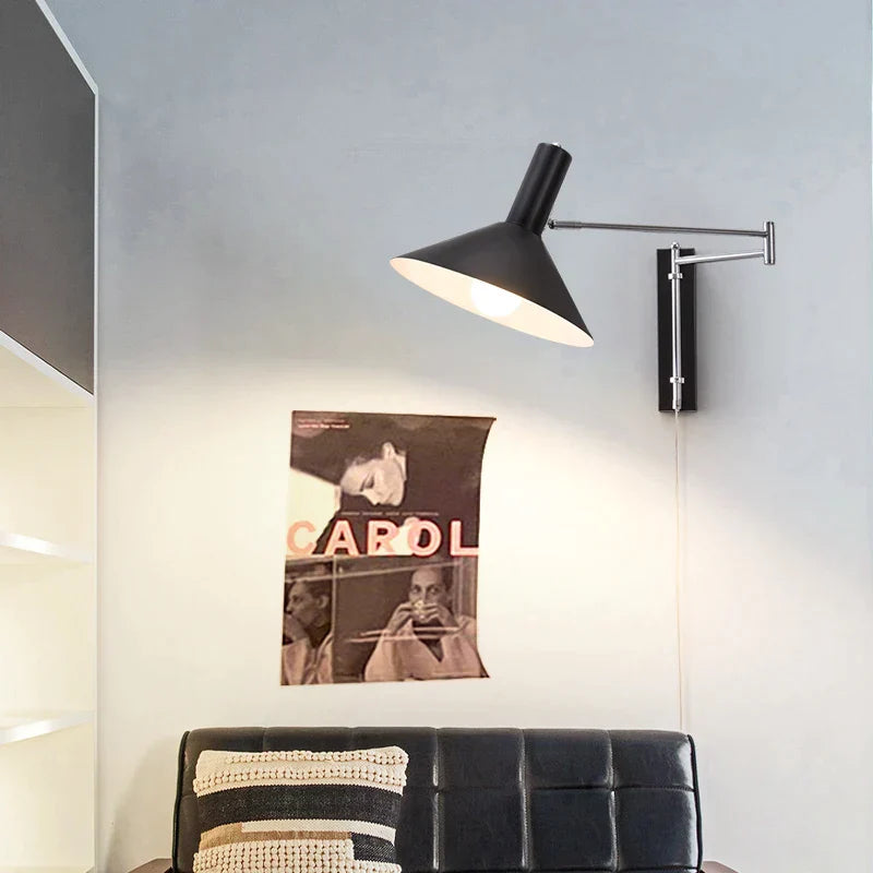 DecorBites™ Industrial Metal Wall Lamp with Extendable Arms for Bedside Reading
