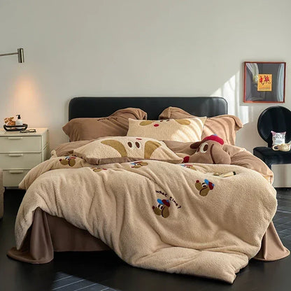 DecorBites™ Full Matte Ant Velvet Winter Duvet Set Queen Bedding Warmth Fluffy Blanket