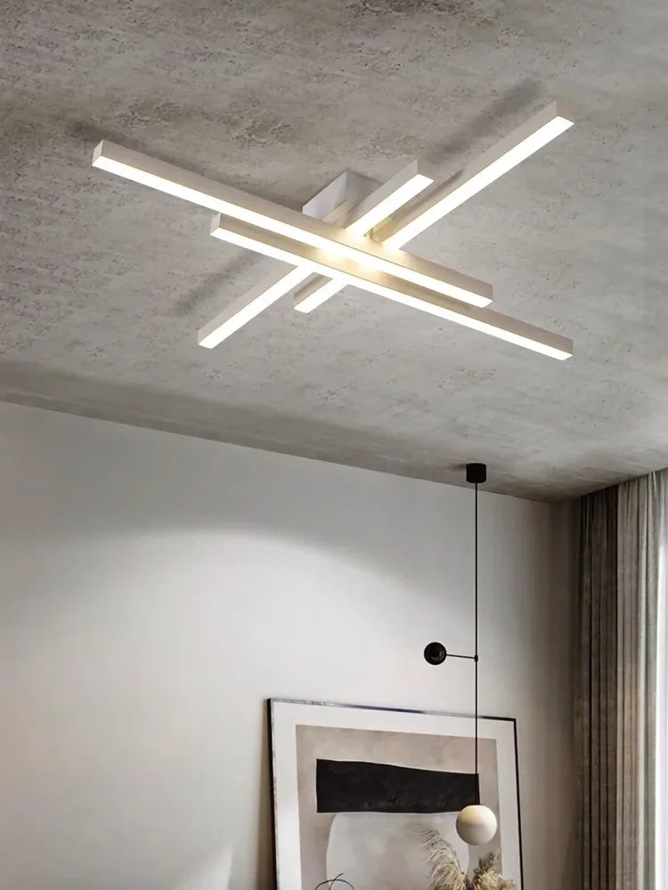 Black LED Ceiling Lamp 8-Light L120cm Remote