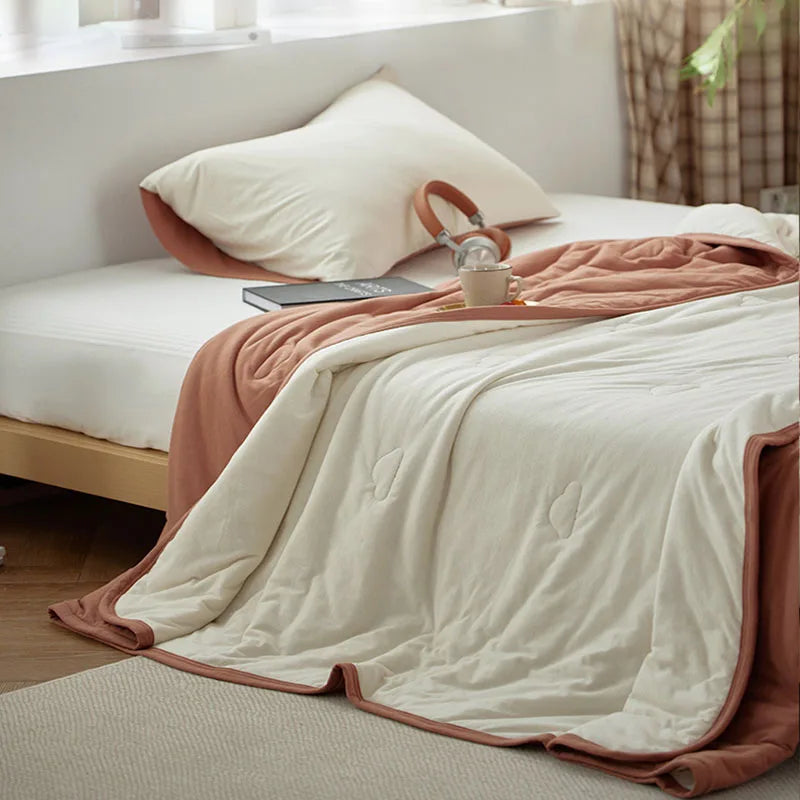 DecorBites™ Cotton Summer Comforter: Cooling, Breathable Thin Blanket for Hot Sleepers
