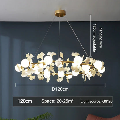 DecorBites™ Gingko Leaf Branch LED Ceiling Chandelier for Modern Living Room and Bedroom
