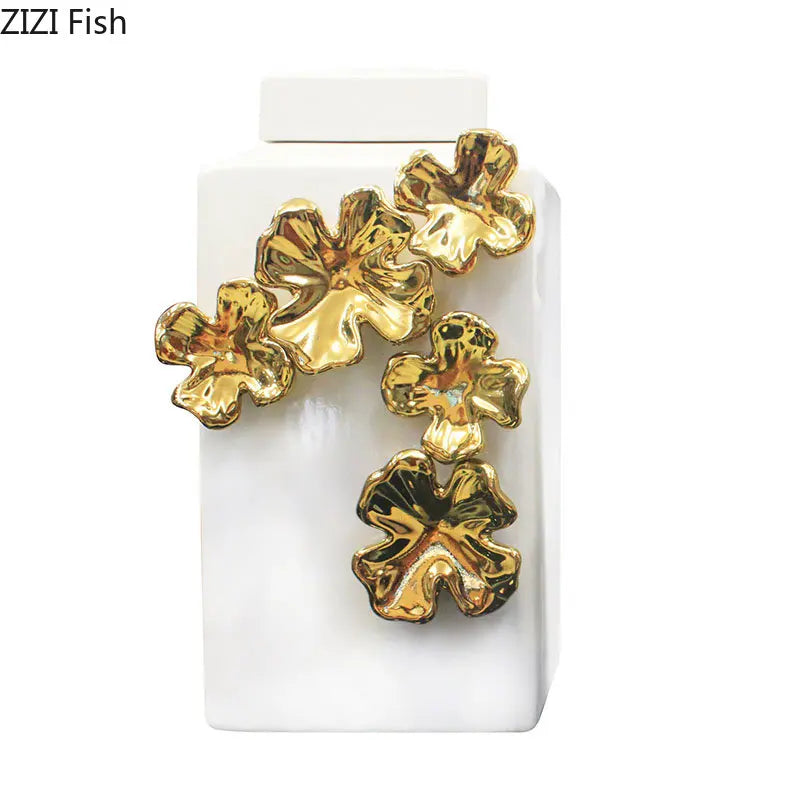 Gold Ceramic Relief Jar
