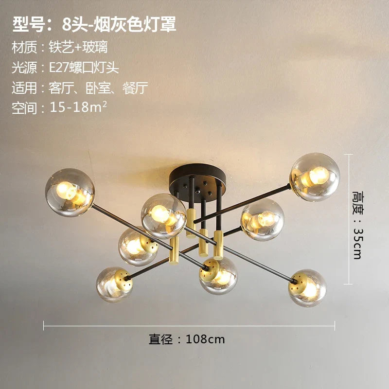 DecorBites™ Glass Ball LED Chandelier Ceiling Light for Living Room and Kitchen
