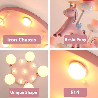 DecorBites™ Kids Dream Carousel Chandelier: Modern, Creative & Cute Bedroom Pendant Light