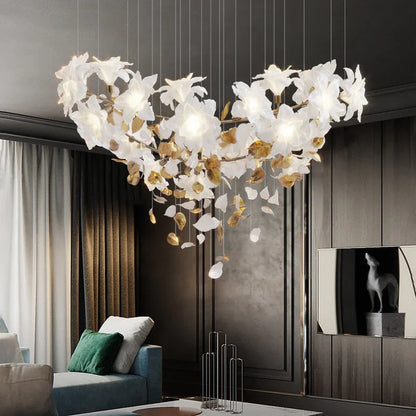 DecorBites™ Crystal Flower Chandelier: Luxury Ceiling Pendant Light for Home Decor