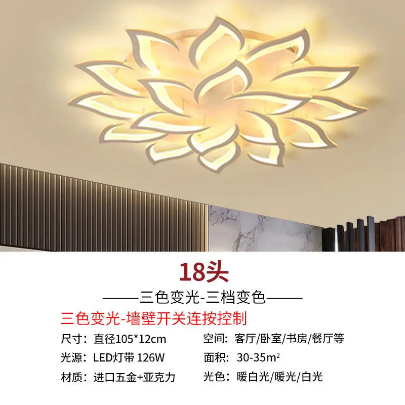DecorBites™ Lotus Chandelier: Modern LED Ceiling Light Fixture for Home, Living Room, Bedroom.
