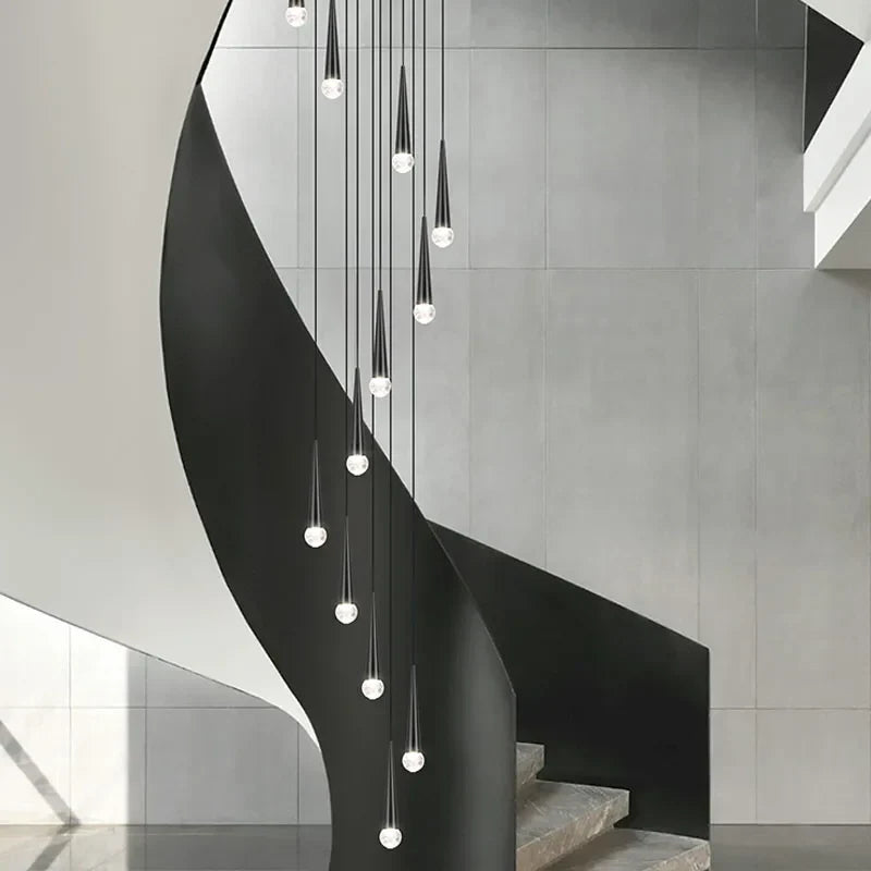DecorBites™ Crystal LED Stair Chandelier: Luxury Long Stair Lighting Fixture with Creative Island Design