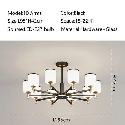 DecorBites™ Glass Chandelier: Nordic Modern LED Hanging Light for Living Room and Bedroom