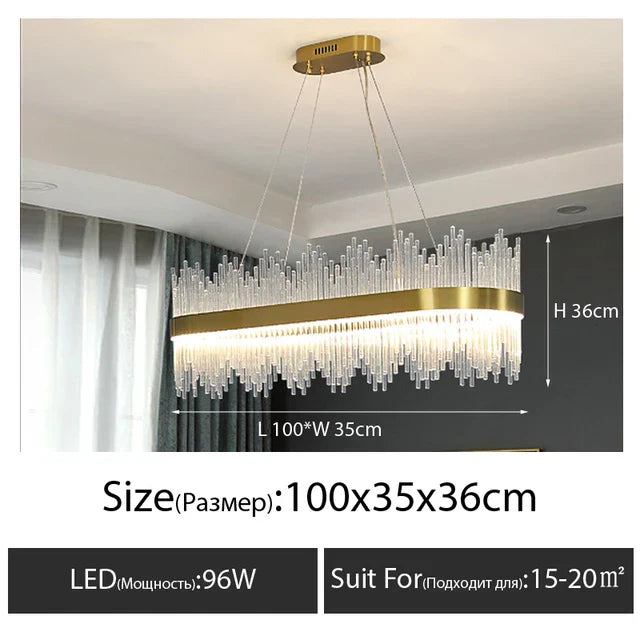 DecorBites™ Crystal LED Chandelier: Luxury Dimmable Pendant Light for Bedroom, Living, Dining Room
