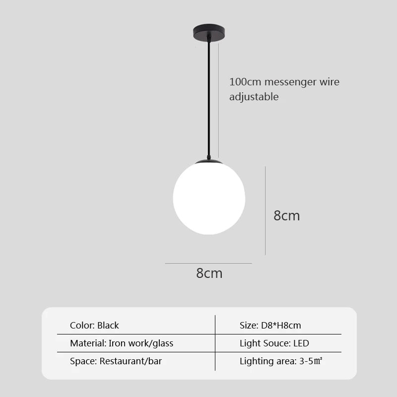 DecorBites™ Glass Ball Pendant Lights: Elegant Globe Hanging Lamps for Home, Restaurant & Bar.