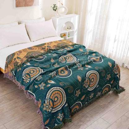 DecorBites™ Gauze Flowers Double-Sided Cotton Throw Blanket with Tassels