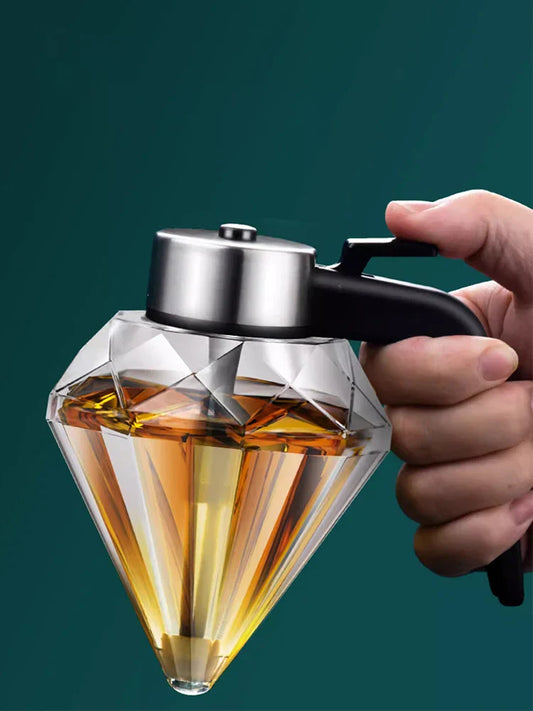 DecorBites™ Diamond Glass Syrup Honey Dispenser Kitchen Seasoning Container Jar