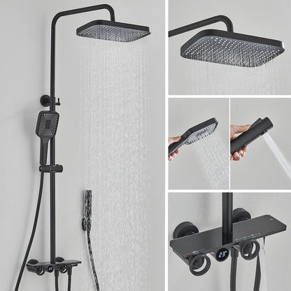 DecorBites™ Grey Thermostatic Digital Shower Faucet Set with Rainfall System