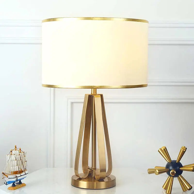 DecorBites™ Crystal Bedside Lamp: Modern Nordic Design, Fabric Lampshade for Living Room & Bedroom