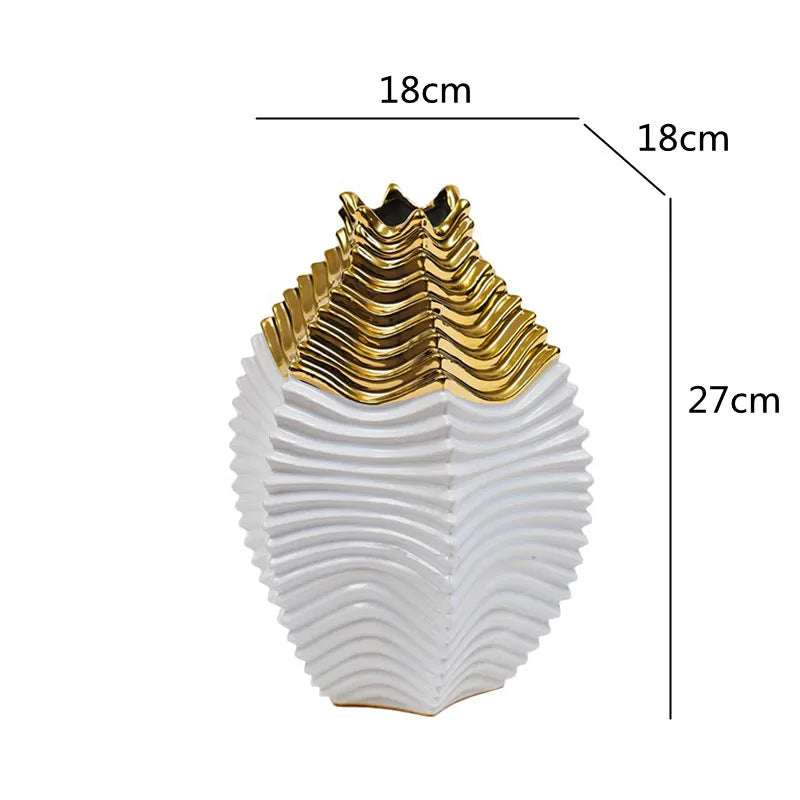 DecorBites™ Fringe Geometry Ceramic Vase Wedding Home Decor Bouquet Flower Pot