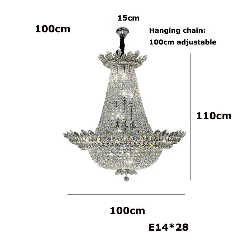 DecorBites™ K9 Crystal Gold Ceiling Chandelier - Trendy Chrome Lighting