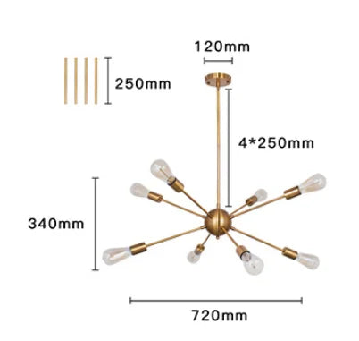 DecorBites™ Gold Satellite Pendant LED Ceiling Lamp for Modern Living Room & Kitchen Decor