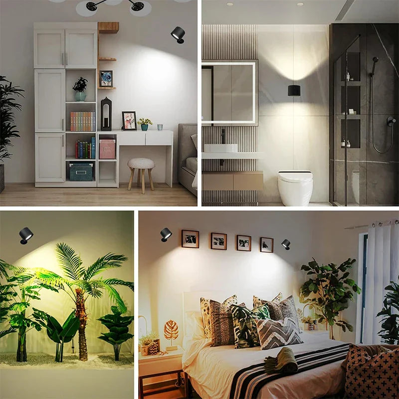 DecorBites™ Double Head LED Wall Lamp Touch Control Remote, 360° Rotation, USB Rechargeable