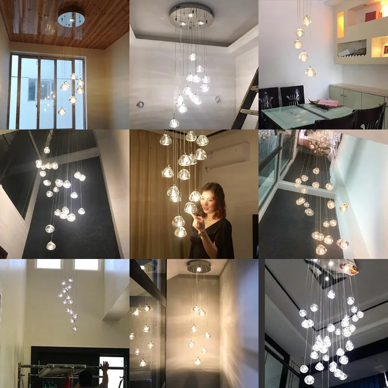DecorBites™ Crystal Ball Nordic LED Chandelier - Modern Staircase Decorative Lighting