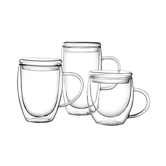 DecorBites™ Double Wall Beer Whiskey Wine Glass Tea Coffee Tumbler Cup With Lid