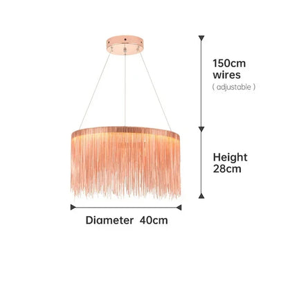 DecorBites™ Gold Chain Chandelier Pendant Light w/ Remote, Modern Tassel Design for Kitchen & Living Room