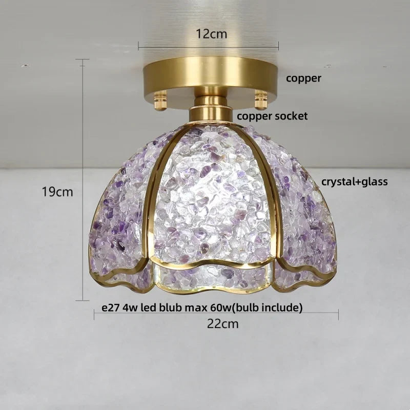 DecorBites™ Crystal Glass LED Ceiling Light Copper Canopy Nordic Modern Design