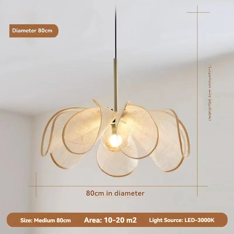 Wabi-Sabi White Fabric Flower Pendant Light