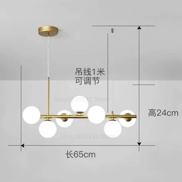 DecorBites™ Glass Ball Pendant Chandelier, Adjustable Height, Modern Nordic Design