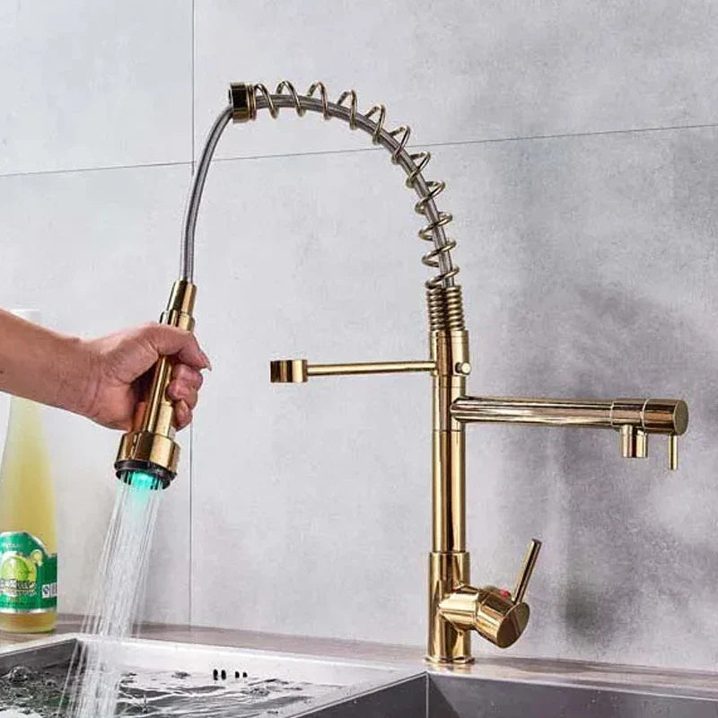 Brushed Nickel Kitchen Faucet Pull-Down Swivel