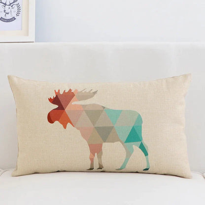 DecorBites™ Geometric Elk Design Linen Lumbar Pillow Cover 30X50cm Modern Nordic Home Decor