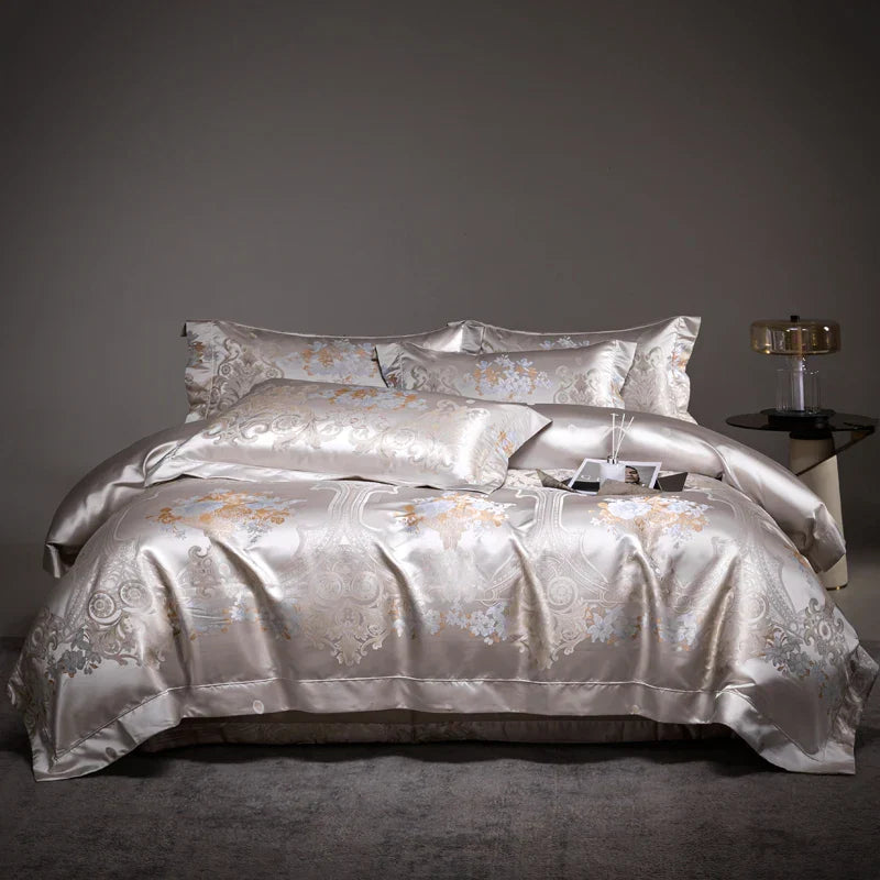 DecorBites™ Damask Jacquard Egyptian Cotton Luxury Bedding Set