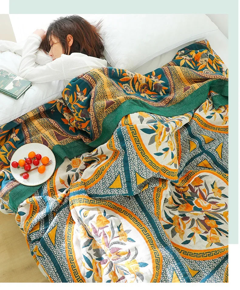 DecorBites™ Cotton Gauze Leisure Blanket - Soft Boho Decor for Beds & Sofas