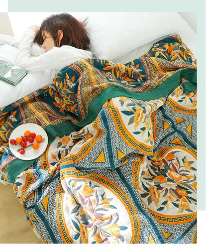 DecorBites™ Cotton Gauze Leisure Blanket - Soft Boho Decor for Beds & Sofas