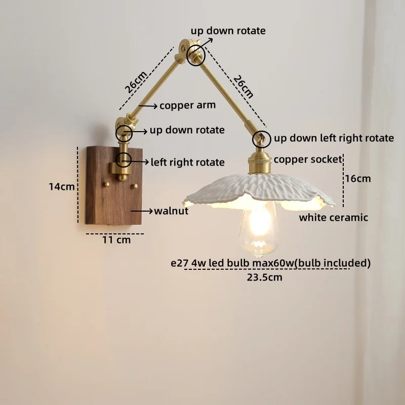 DecorBites™ LED Wall Lamps Pull Chain Switch Modern Stair Light Fixtures, Ceramic Copper