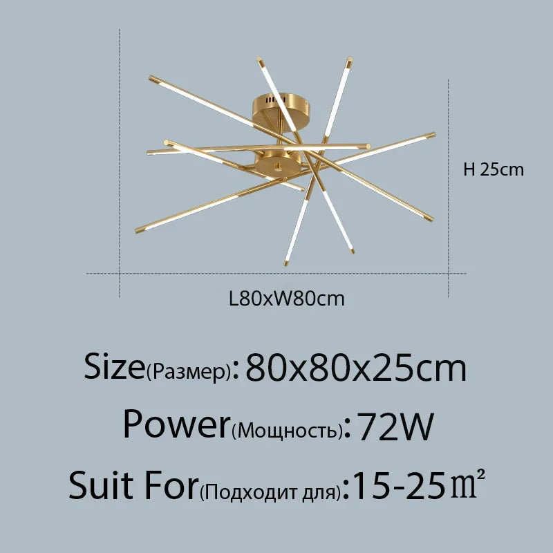 Black Gold Pendant Lamp 12-Head Dimmable