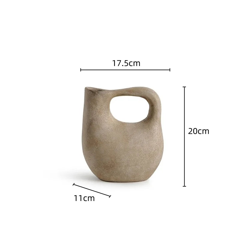 DecorBites™ Geometric Stoneware Vase Vintage Art Craft Home Decor Ornaments