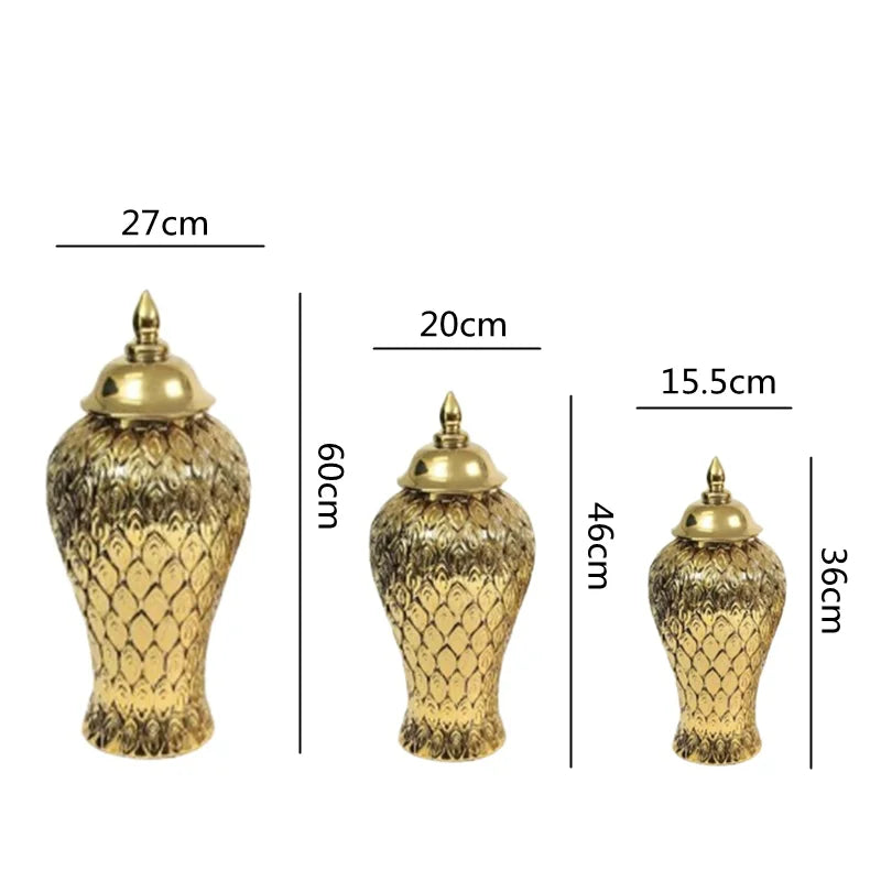 Gold Ceramic Ginger Vase
