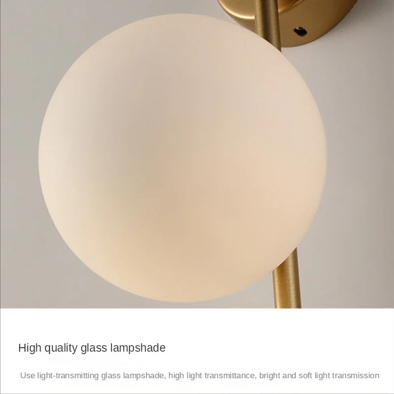 Gold Glass Wall Sconce American Style Corridor