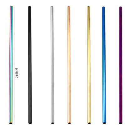 DecorBites™ 304 Stainless Steel Reusable Straws Set for Drinks - Eco-Friendly Metal Curved & Straight