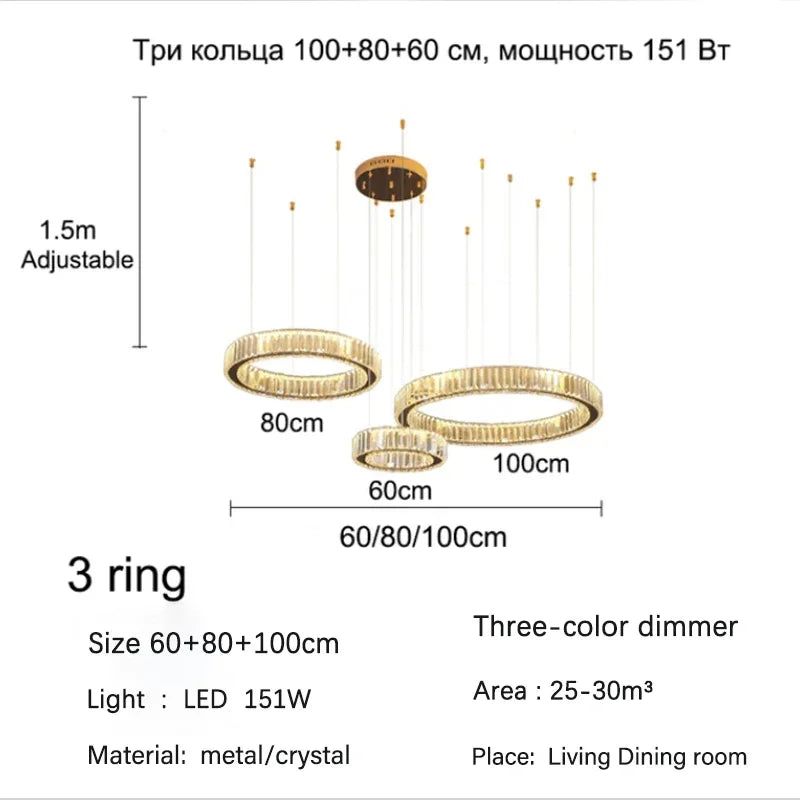 Gold Crystal Halo Chandelier
