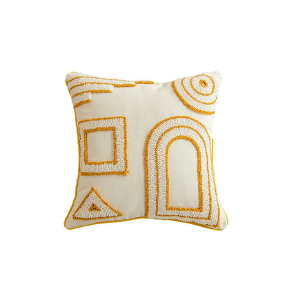 DecorBites™ Geometric Tufted Embroidered Cotton Canvas Cushion Cover 45*45cm