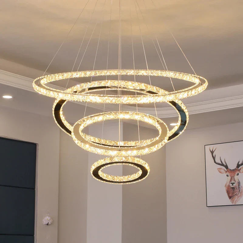 Gold LED Crystal Chandelier Chrome D100cm