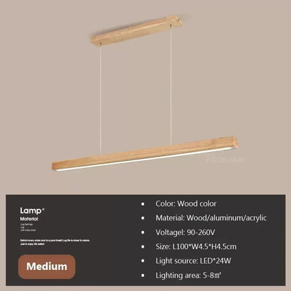 Nordic Linear Wood LED Pendant Light