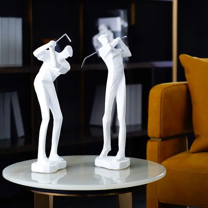 DecorBites™ Golf Player Sculpture Abstract Human Body Figure Statue Resin Decor Figurine