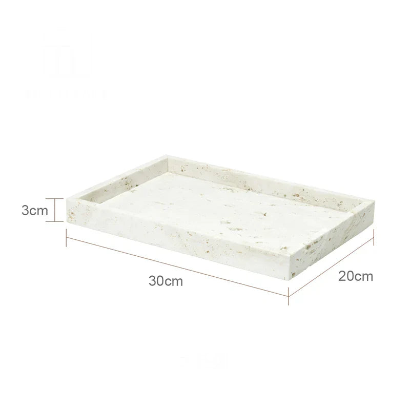 DecorBites™ Beige Travertine Marble Bathroom Set - Soap Dispenser Toothbrush Holder Tissue Box