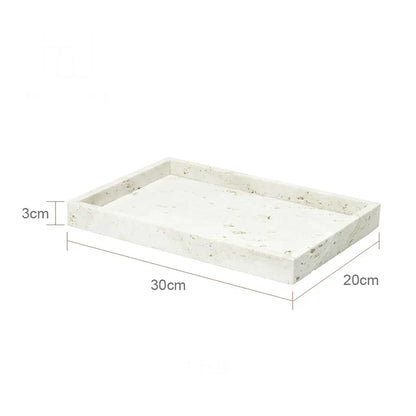DecorBites™ Beige Travertine Marble Bathroom Set - Soap Dispenser Toothbrush Holder Tissue Box
