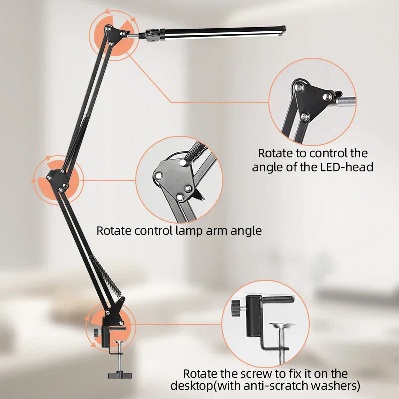 DecorBites™ Double Head LED USB Table Lamp – Stepless Dimmable for Office, Study, Reading