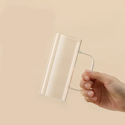 DecorBites™ 400ml Square Glass Mug, Microwave Safe, Transparent, Party Beer Coffee Cup