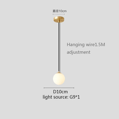Modern White Globe Glass Pendant Light in Gold, Black, or Silver
